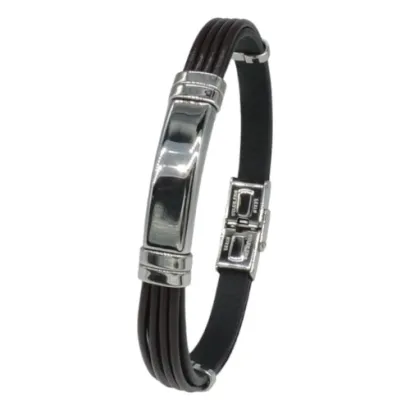 Pulsera acero y piel C30302875