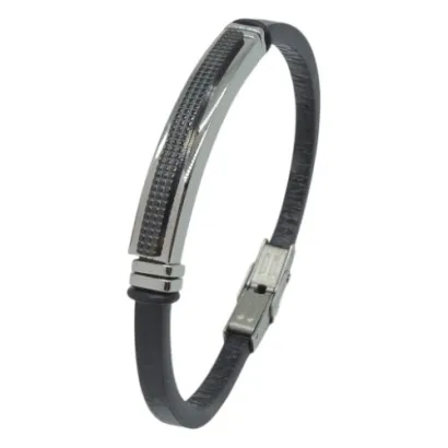 Pulsera acero y piel C30301925 N