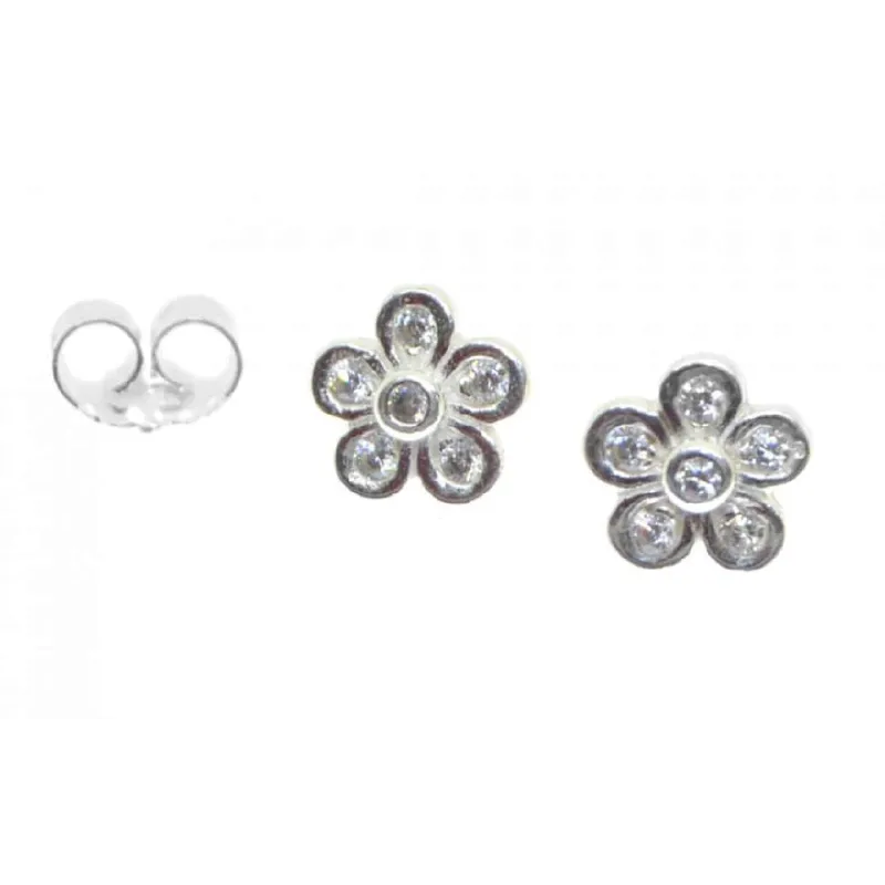 Pendiente plata flor  circonita 1176-p