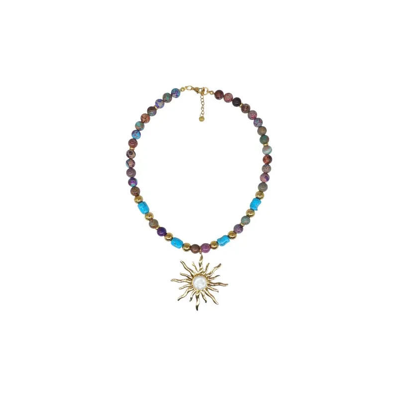 Collar de acero y piedras Z2017085 CO