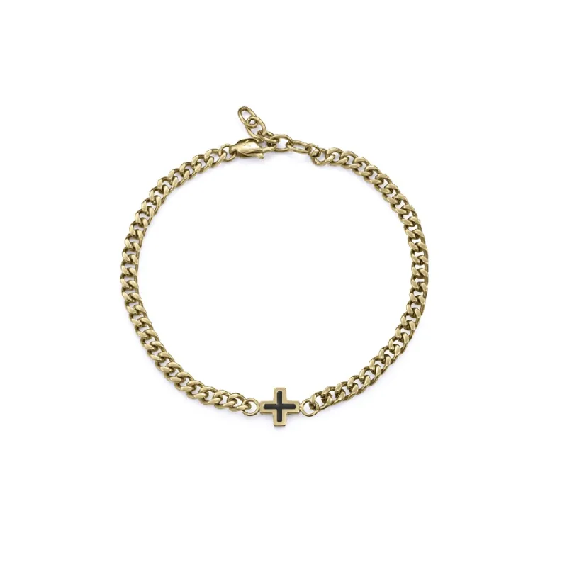 Pulsera acero dorado cruz 14393P01012