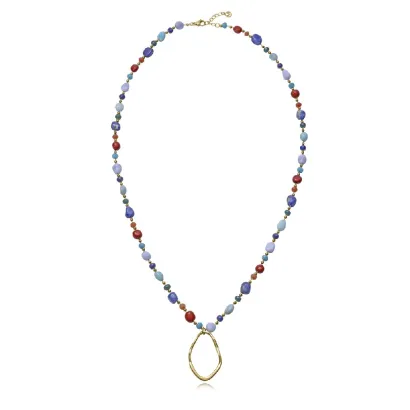 Collar acero dorado piedras 14357C01019