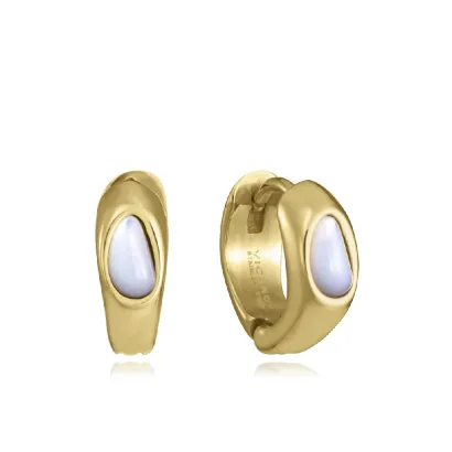 Pendiente acero dorado perla 75439E01012