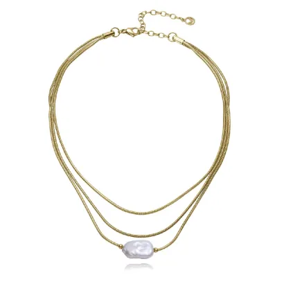 Collar acero dorado perla 75440C01012