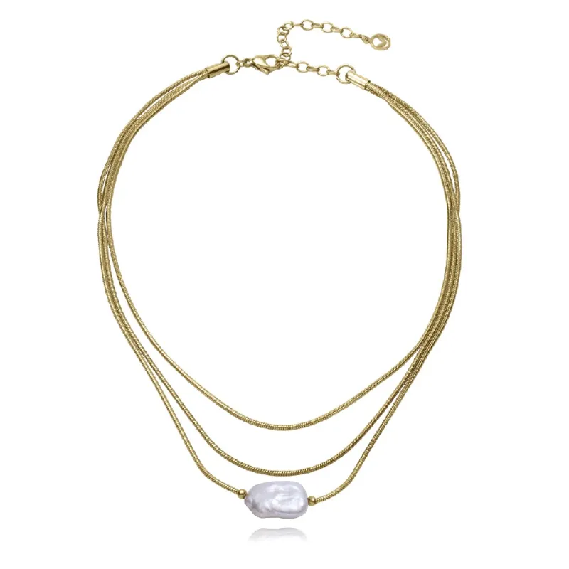 Collar acero dorado perla 75440C01012