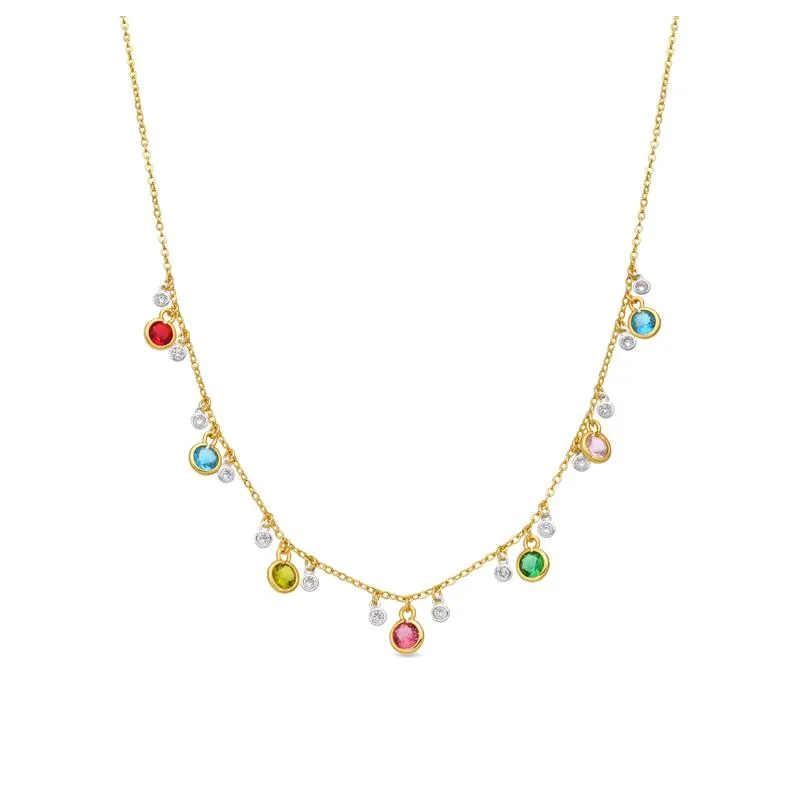 Collar plata piedras oro NXA745Y2000