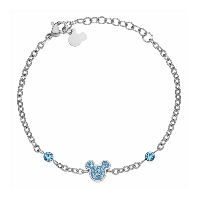 Pulsera Mickey piedras celestes Disney azul  ST0022B