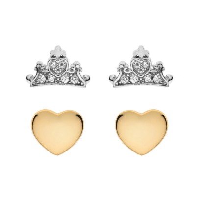 Pendientes corona corazón princesa plata Disney AG0063P