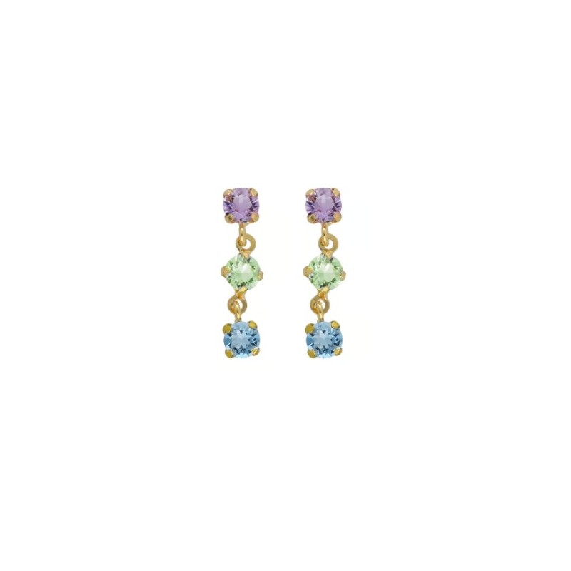 Pendientes cortos multicolor plata  A4887-MDT