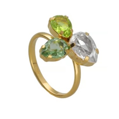 Anillo lagrima plata baño oro Glory Peridot   A4900-14DA