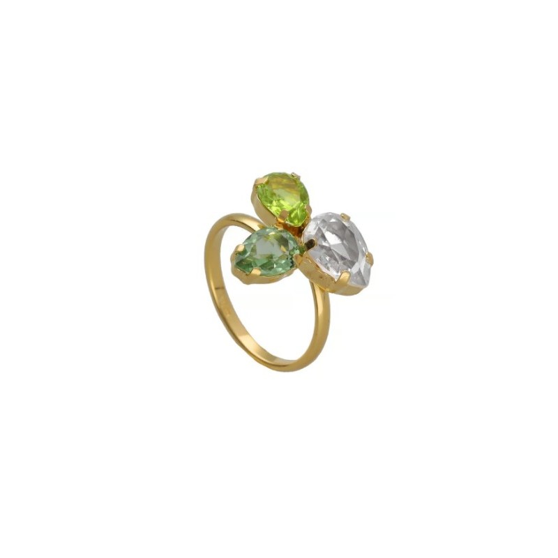 Anillo lagrima plata baño oro Glory Peridot   A4900-14DA