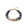 Pulsera acero ip dorado multiple piel sra  1459P09011